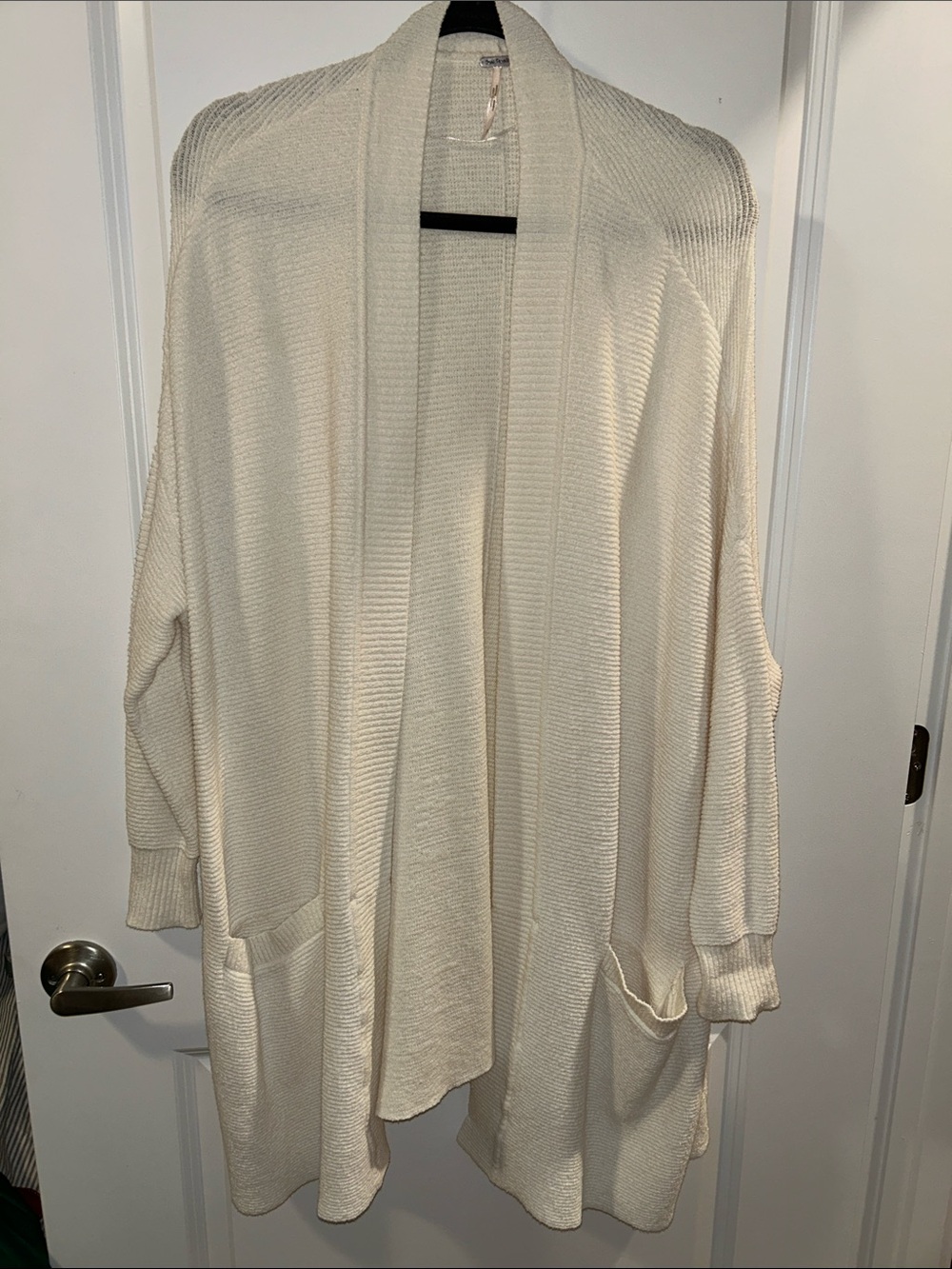 Free People Ivory Open-Front Knit Cardigan